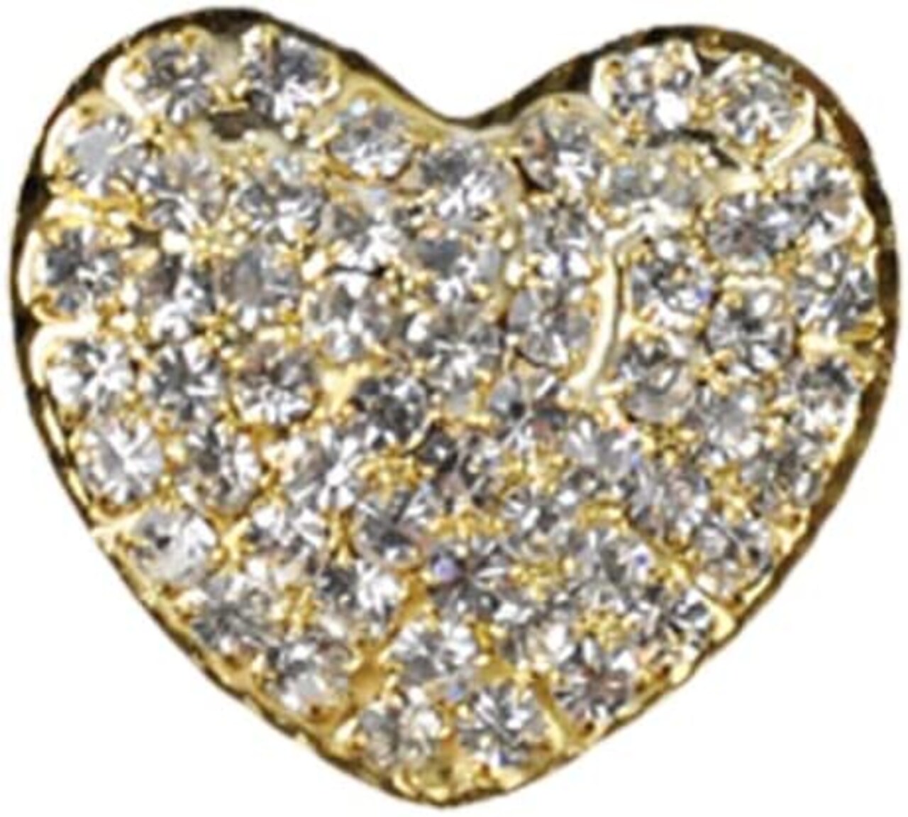 Belagio Rhinestone Shank Button, 1" Diameter, 1 Piece, Heart Design, Gold/Crystal